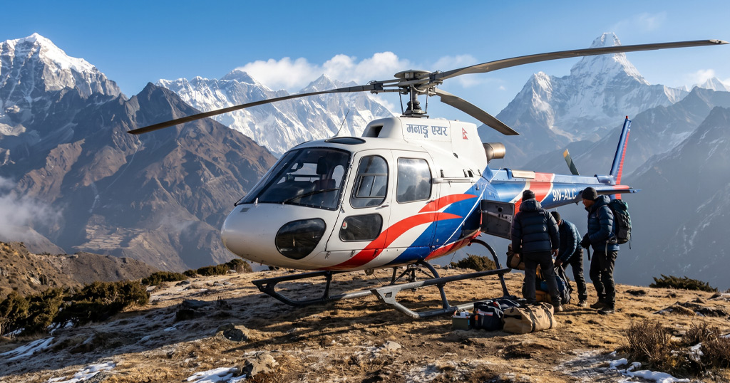 Dingboche to Kathmandu helicopter flight