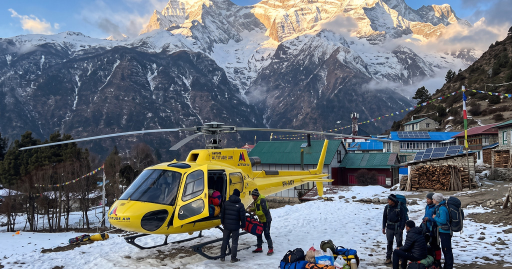 Dingboche to Lukla helicopter flight