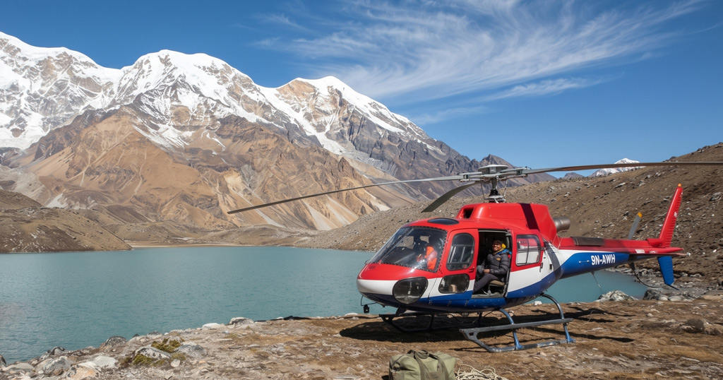 Gorakshep to Gokyo helicopter flight