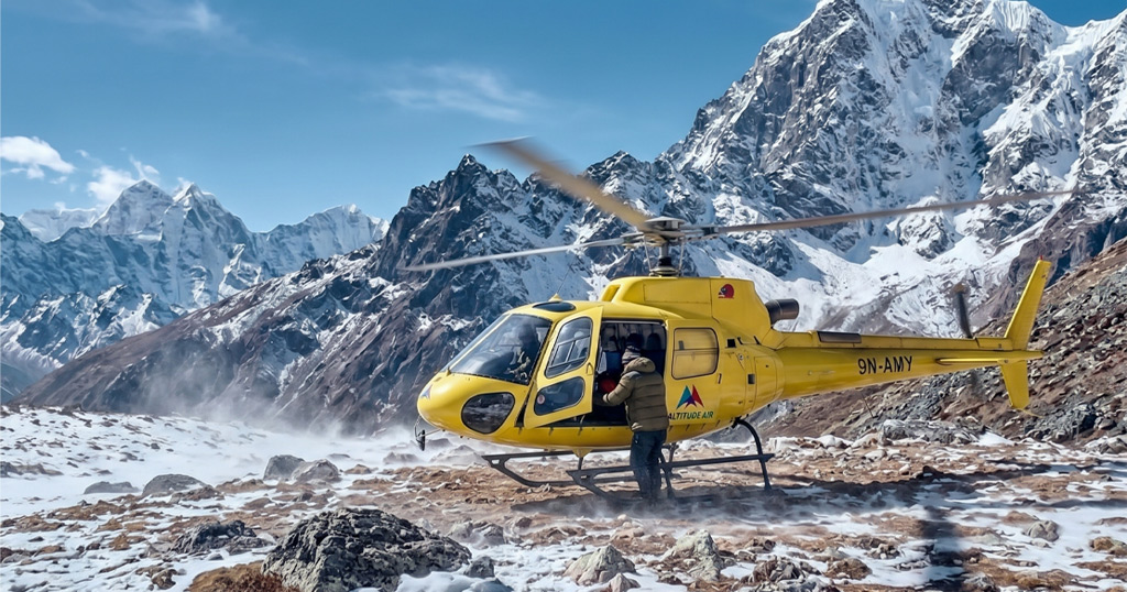 Lobuche to Kathmandu helicopter flight