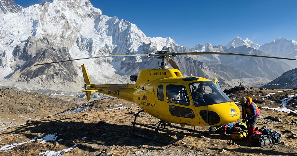 Lobuche to Lukla helicopter flight