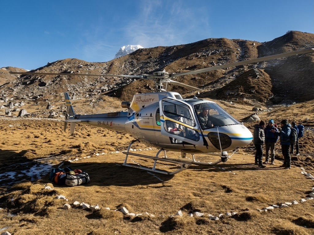 Pheriche to Kathmandu helicopter flight